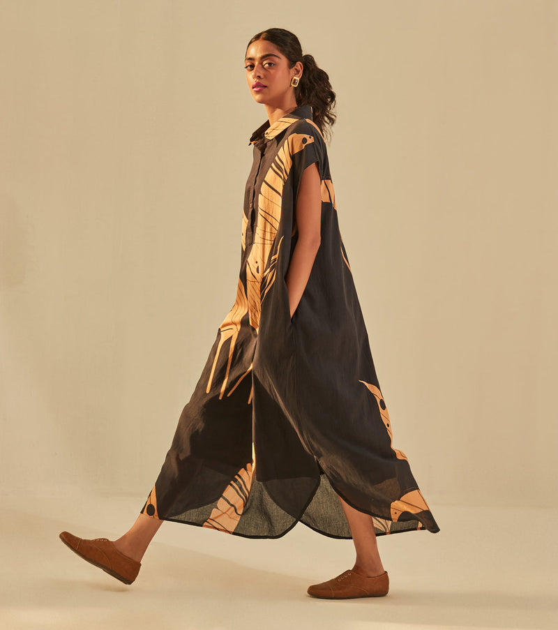 Black Paradise Dress cotton by Khara Kapas in black for women Worldwide