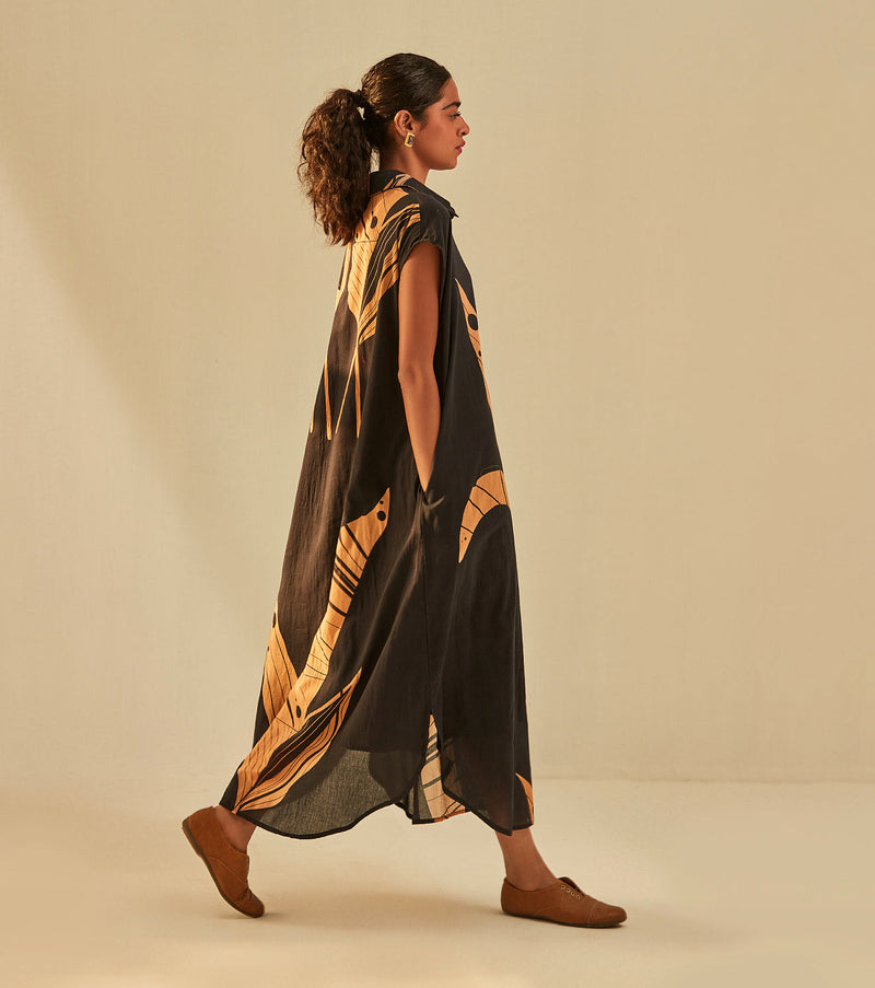 Black Paradise Dress cotton by Khara Kapas in black for women Worldwide