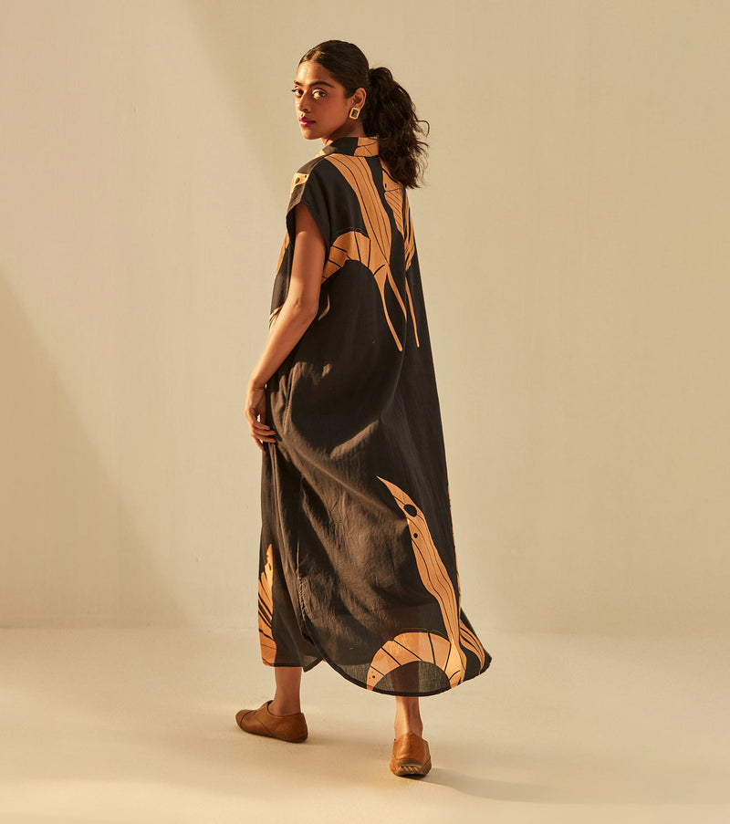 Black Paradise Dress cotton by Khara Kapas in black for women Worldwide