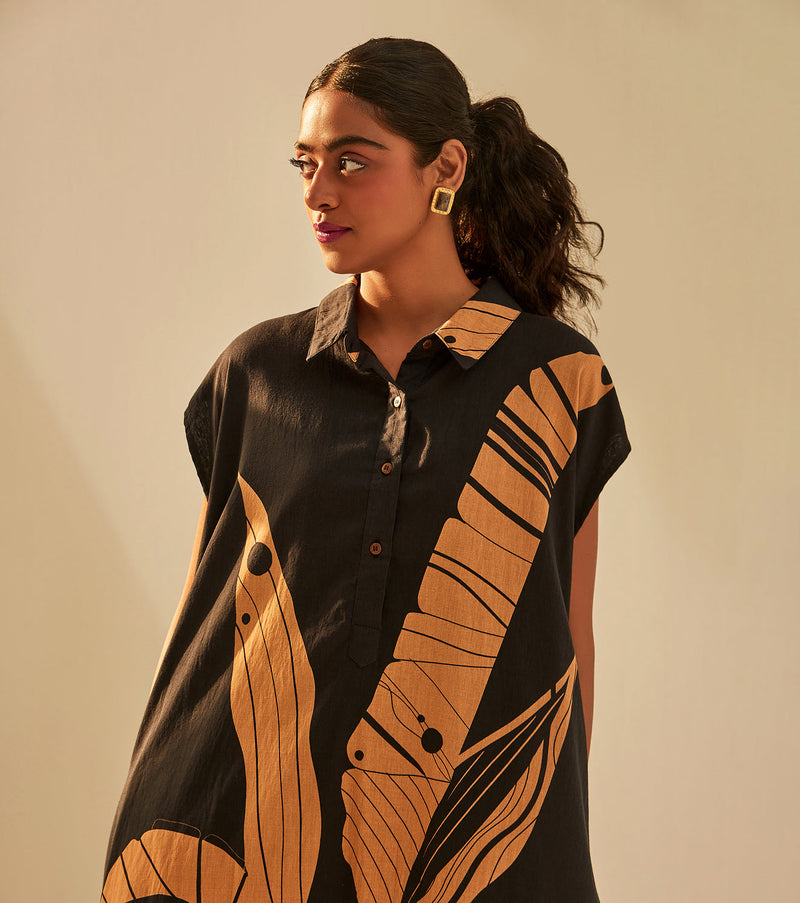 Black Paradise Dress cotton by Khara Kapas in black for women Worldwide
