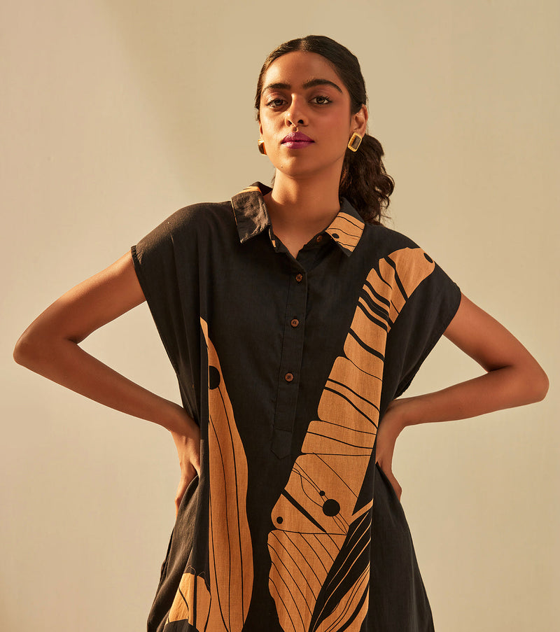 Black Paradise Dress cotton by Khara Kapas in black for women Worldwide