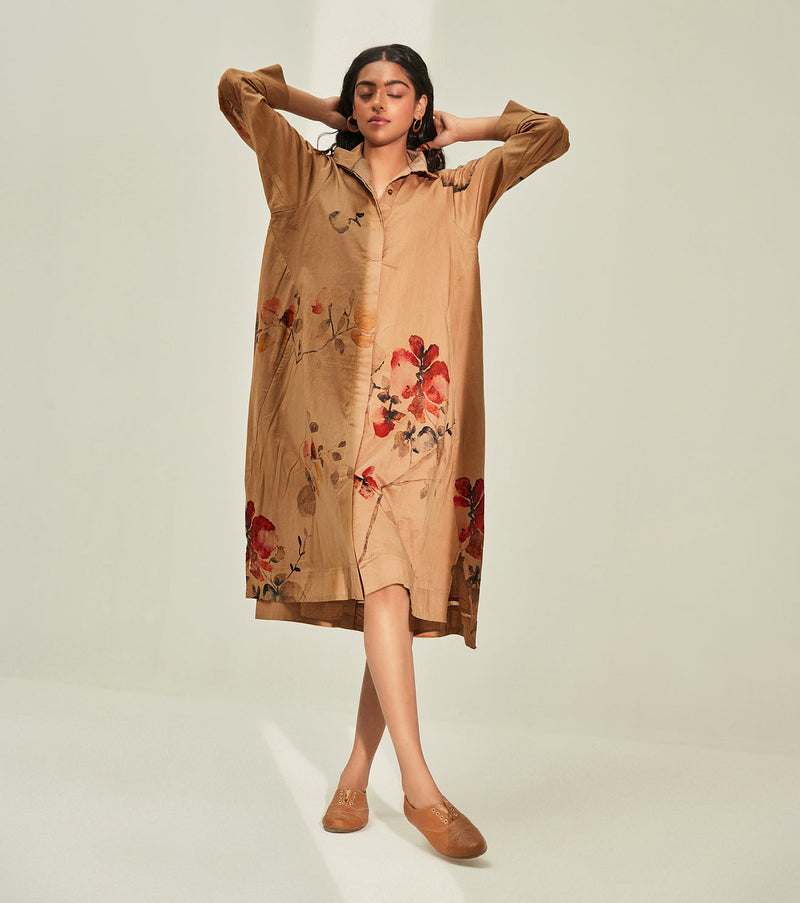 Into the woods Dress cotton by Khara Kapas in brown for women Worldwide