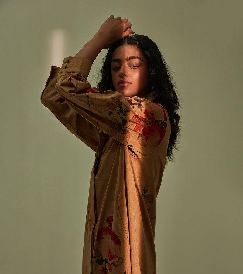 Into the woods Dress cotton by Khara Kapas in brown for women Worldwide