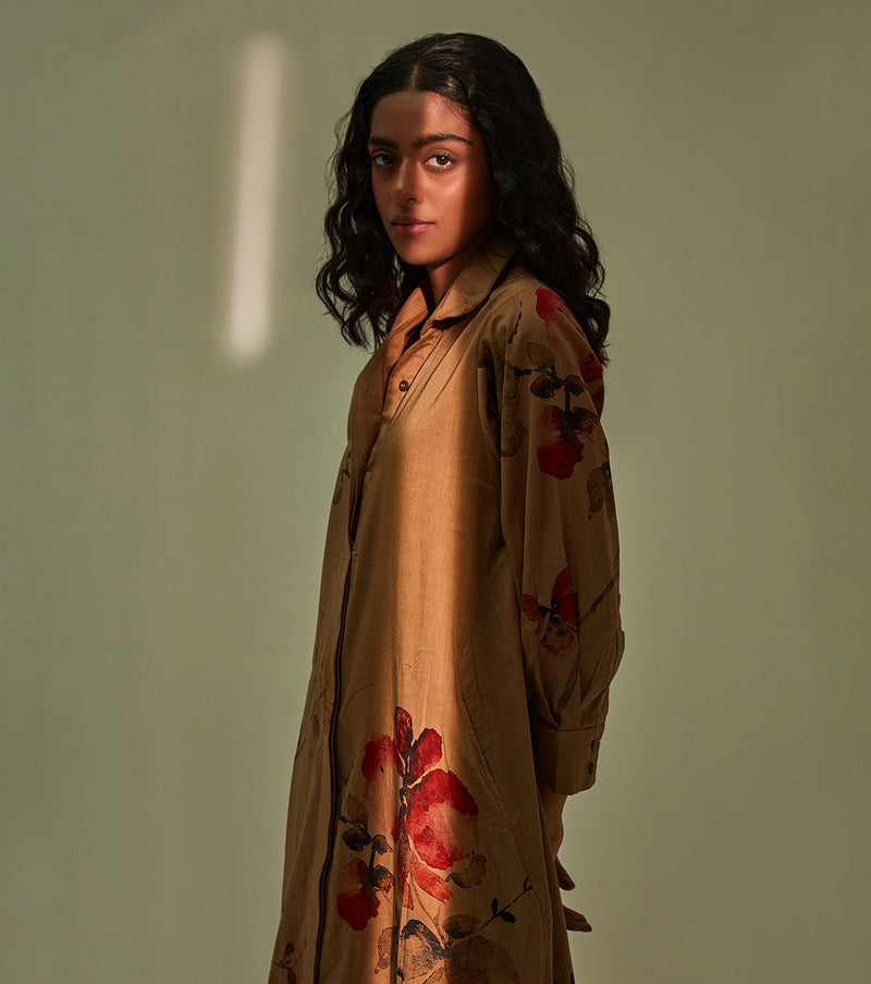 Into the woods Dress cotton by Khara Kapas in brown for women Worldwide