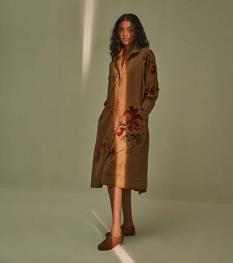 Into the woods Dress cotton by Khara Kapas in brown for women Worldwide
