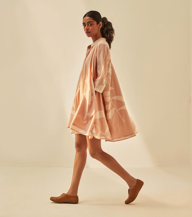 Dusky pink shirt Dress cotton by Khara Kapas in pink for women Worldwide