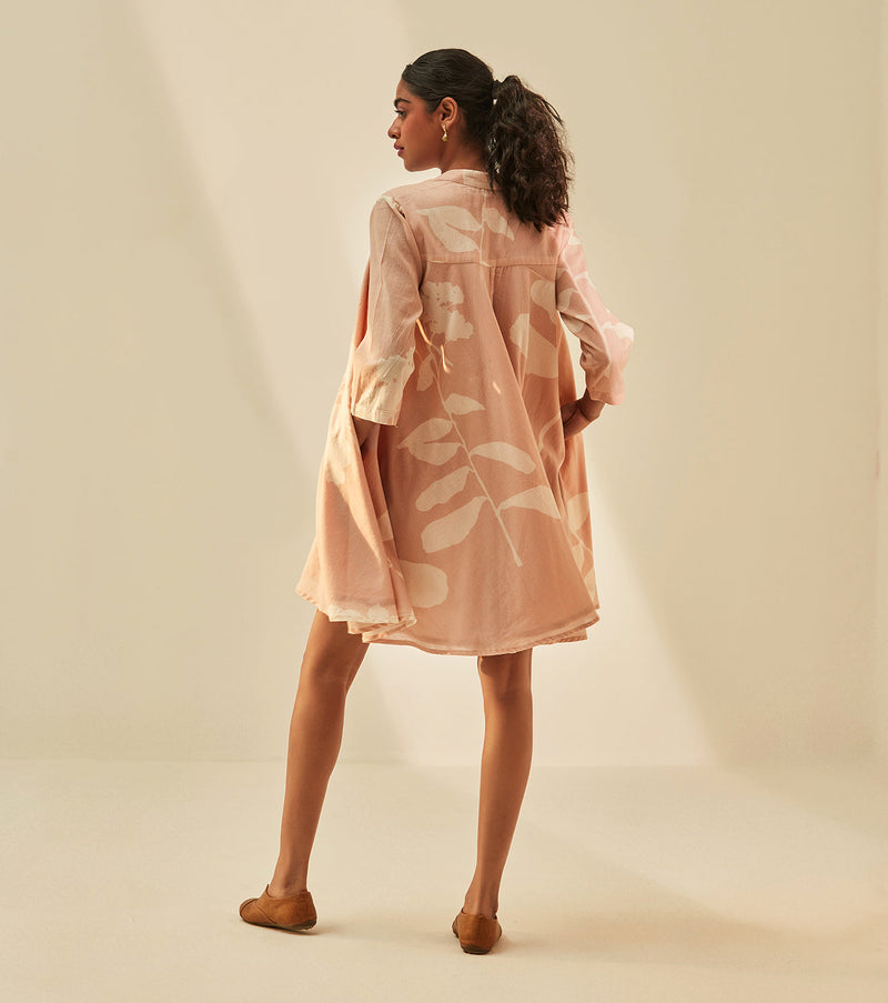 Dusky pink shirt Dress cotton by Khara Kapas in pink for women Worldwide