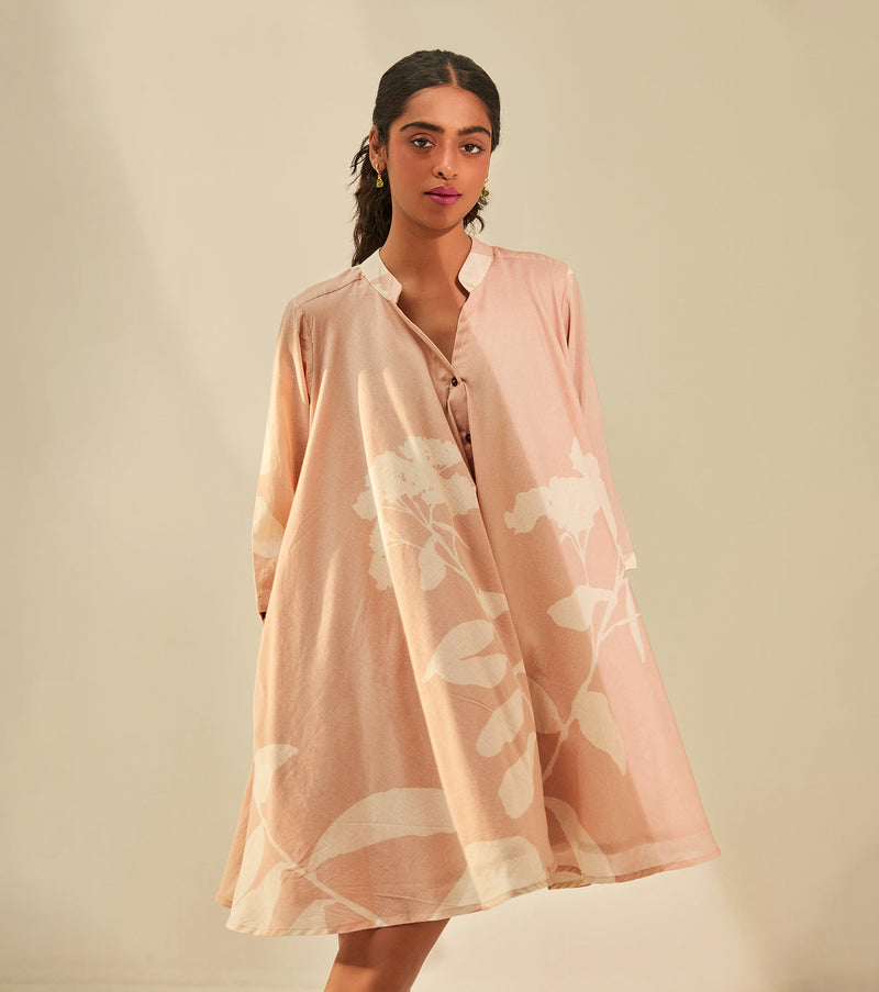 Dusky pink shirt Dress cotton by Khara Kapas in pink for women Worldwide