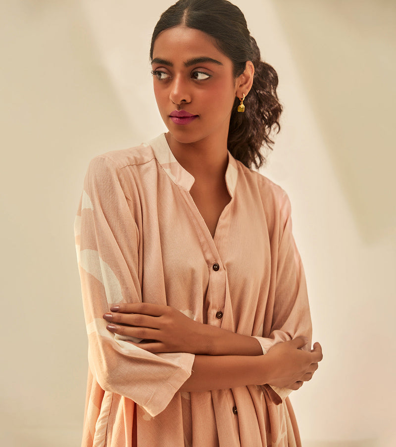 Dusky pink shirt Dress cotton by Khara Kapas in pink for women Worldwide