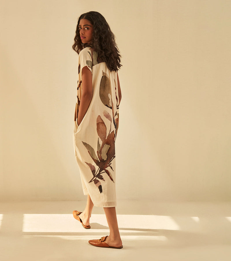 Forever Spring Dress cotton by Khara Kapas in white for women Worldwide