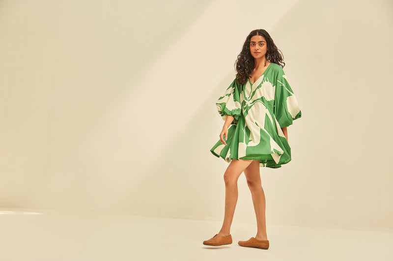 Lush Dress cotton by Khara Kapas in green for women Worldwide