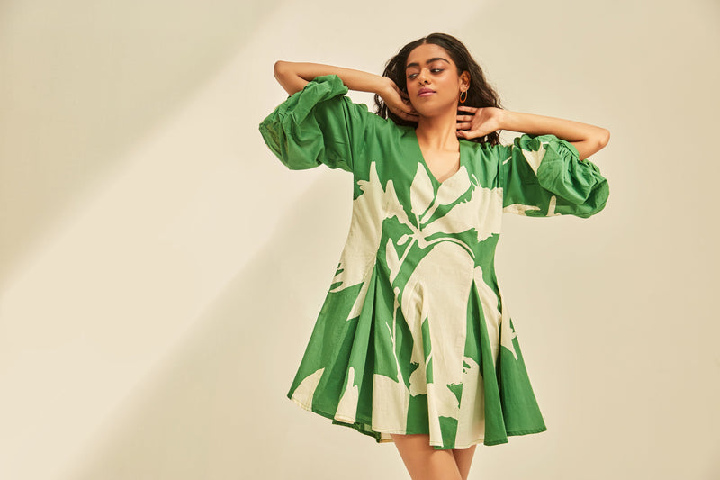 Lush Dress cotton by Khara Kapas in green for women Worldwide