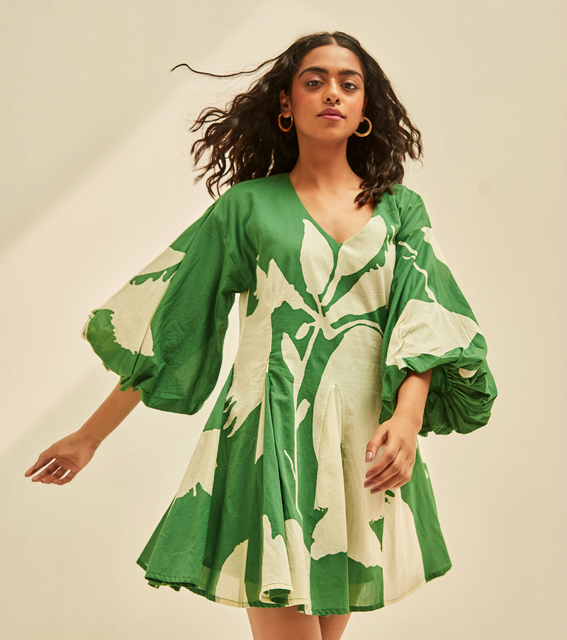 Lush Dress cotton by Khara Kapas in green for women Worldwide