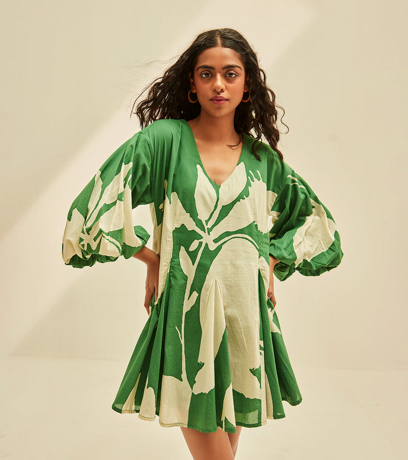 Lush Dress cotton by Khara Kapas in green for women Worldwide