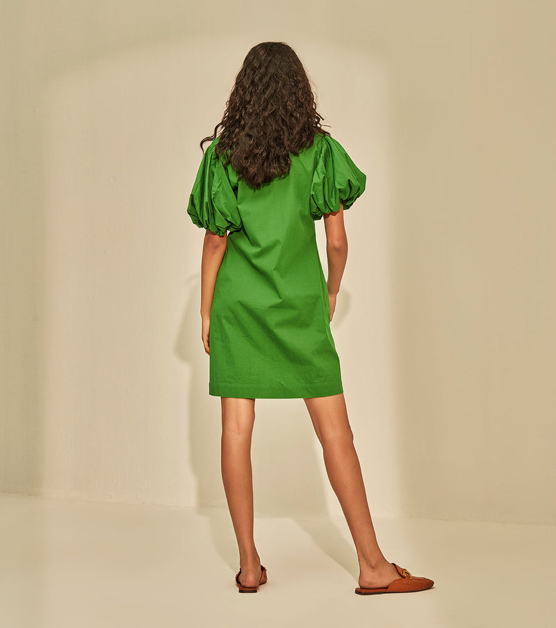 Sugarcane Dress poplin by Khara Kapas in green for women Worldwide
