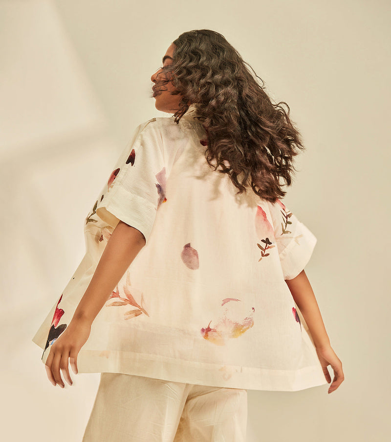 Blossom Cape Shrug cotton by Khara Kapas in white for women Worldwide