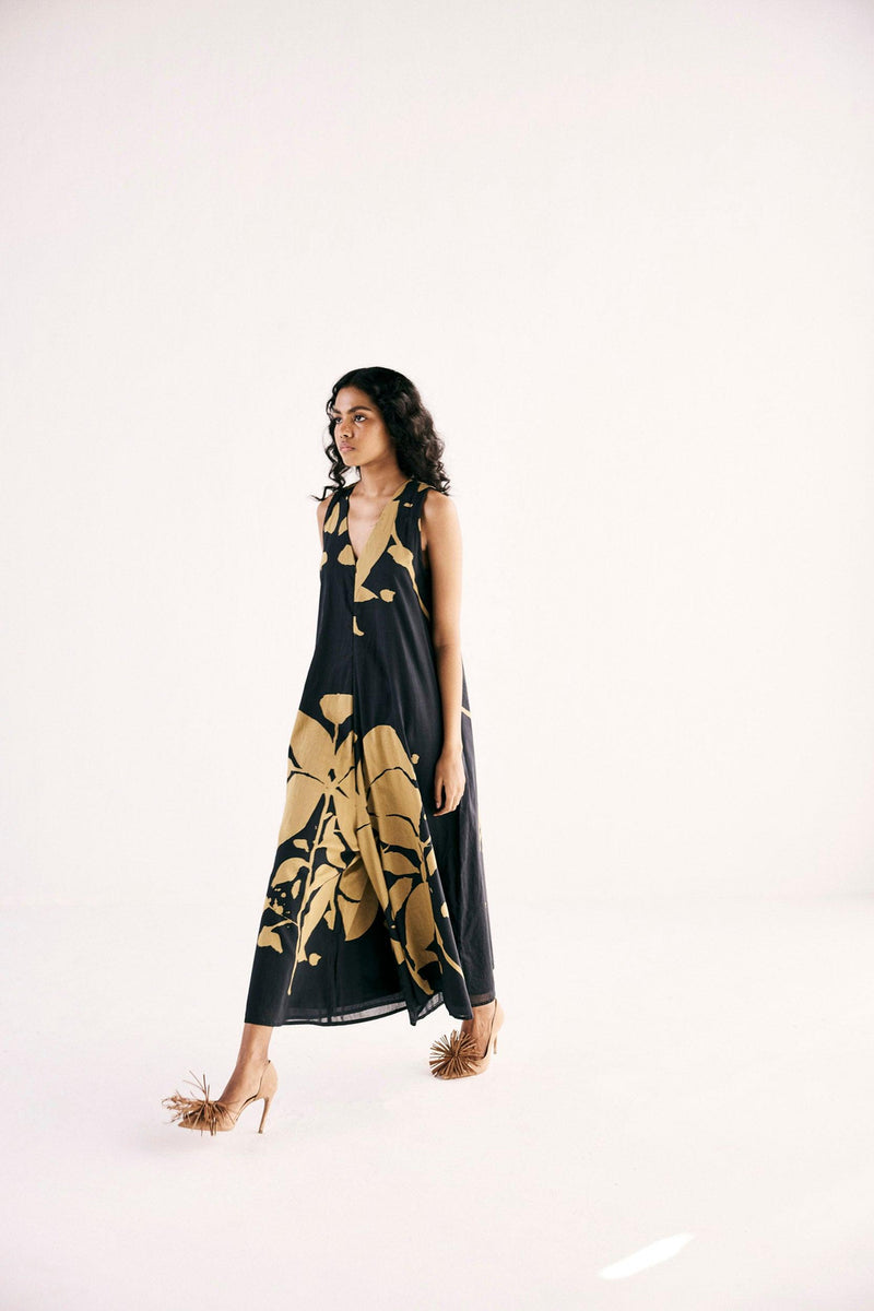 Treasure Island Jumpsuit cotton jumpsuit by Khara Kapas in black for women Worldwide