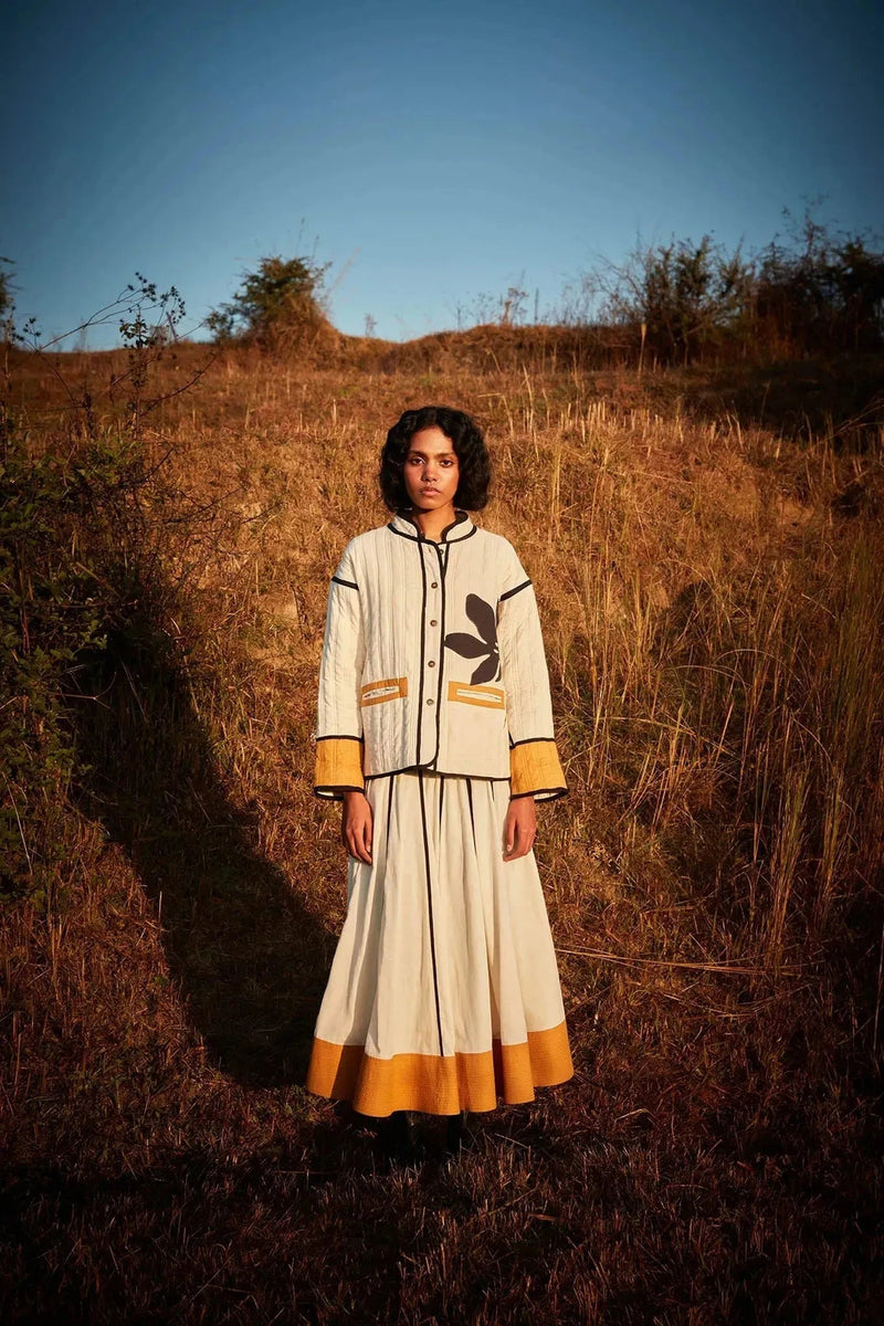 Serenade Jacket cotton jacket/overlay by Khara Kapas in off white for women Worldwide