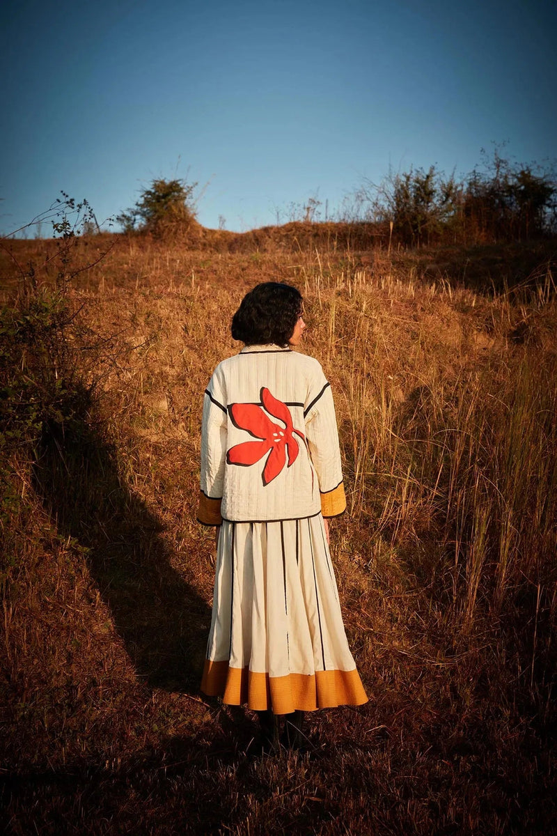 Serenade Jacket cotton jacket/overlay by Khara Kapas in off white for women Worldwide