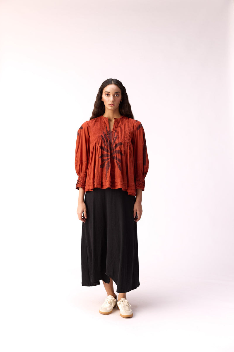 Scarlet Earth Top cotton top/shirt by Khara Kapas in maroon for women Worldwide