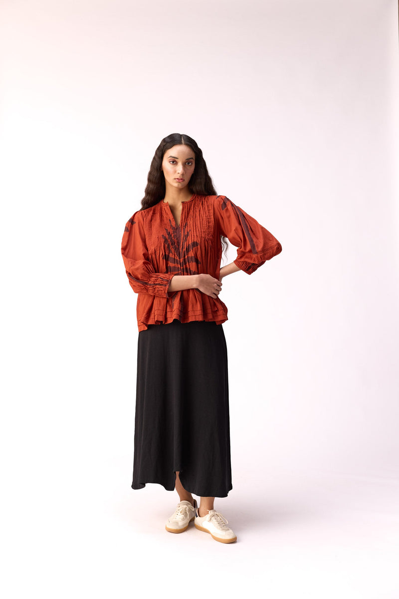 Scarlet Earth Top cotton top/shirt by Khara Kapas in maroon for women Worldwide