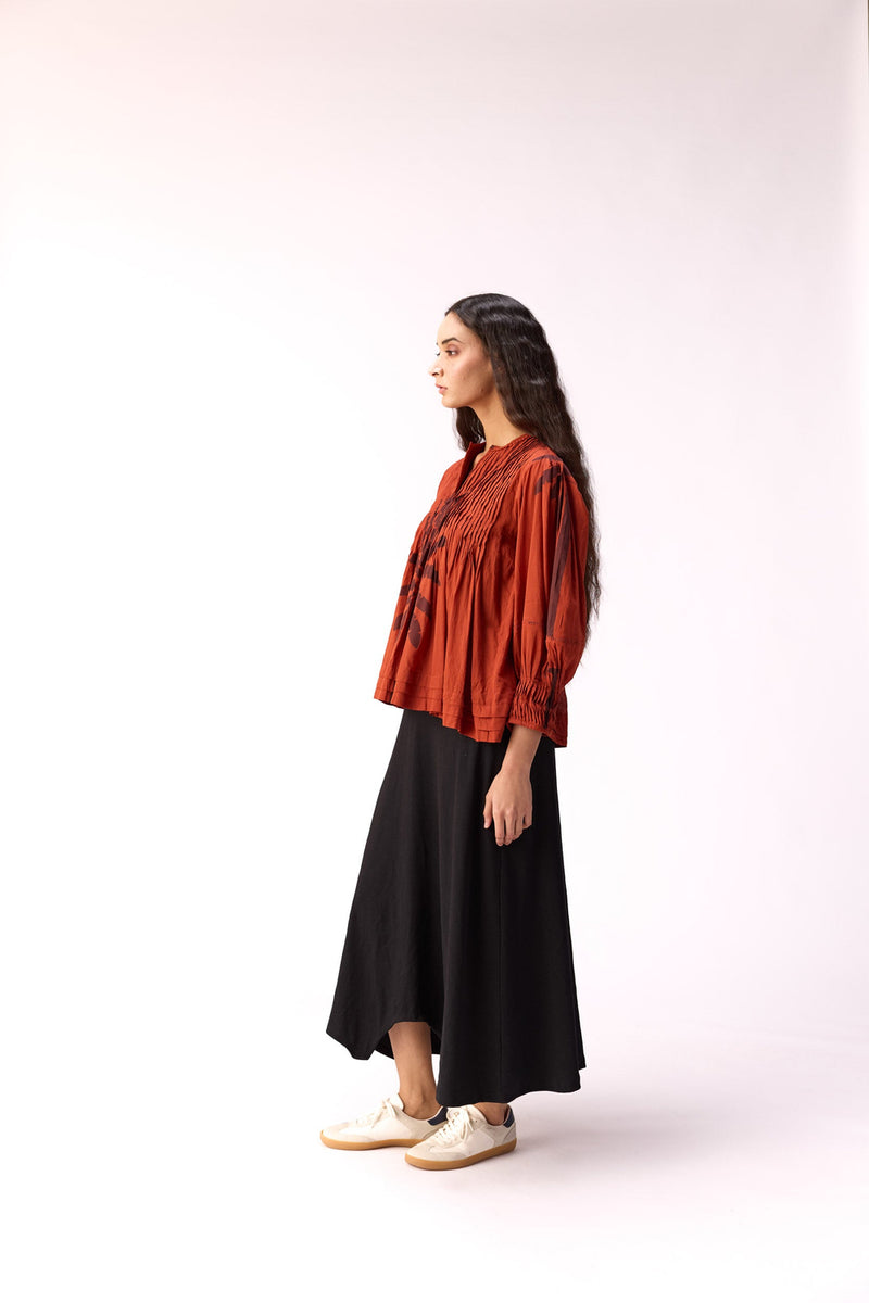 Scarlet Earth Top cotton top/shirt by Khara Kapas in maroon for women Worldwide