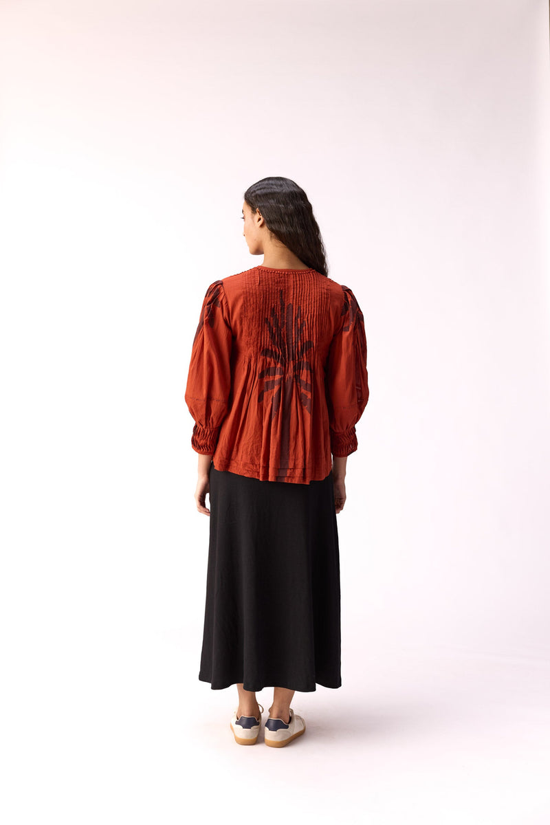 Scarlet Earth Top cotton top/shirt by Khara Kapas in maroon for women Worldwide