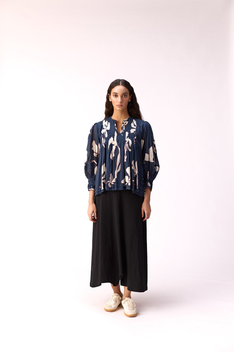 Bulbul Top cotton top/shirt by Khara Kapas in blue for women Worldwide