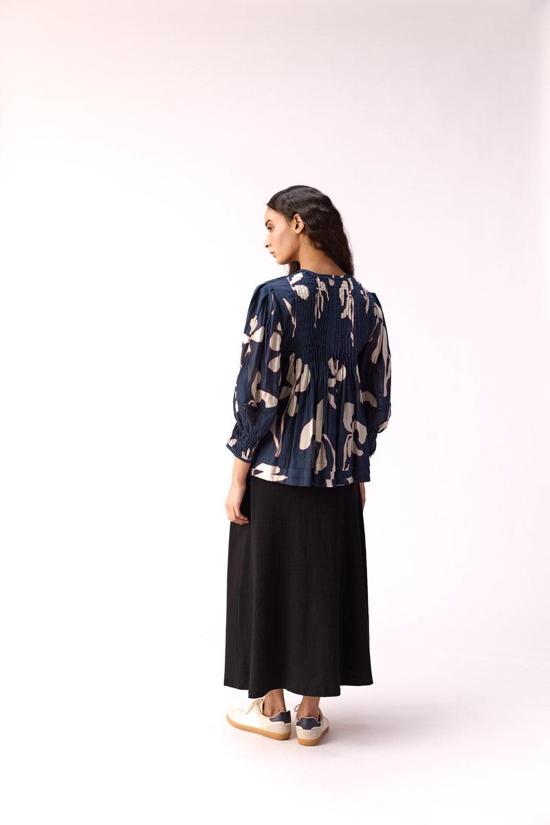 Bulbul Top cotton top/shirt by Khara Kapas in blue for women Worldwide