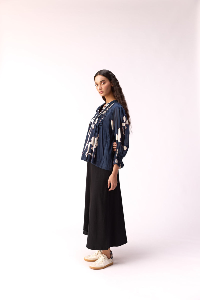 Bulbul Top cotton top/shirt by Khara Kapas in blue for women Worldwide