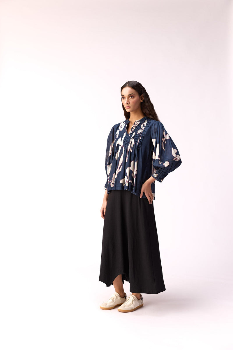 Bulbul Top cotton top/shirt by Khara Kapas in blue for women Worldwide