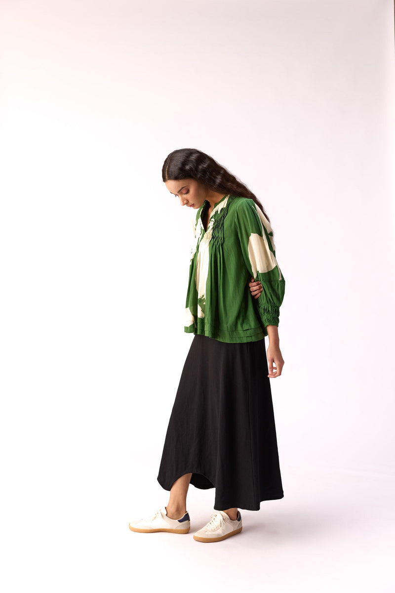 Lush Floral Top cotton top/shirt by Khara Kapas in green for women Worldwide
