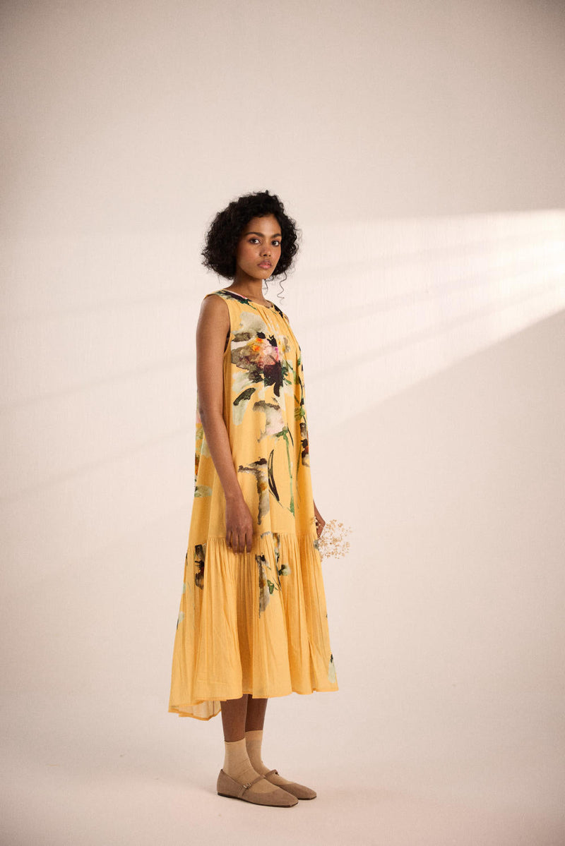Sunlit dress by Khara Kapas in yellow for women Worldwide