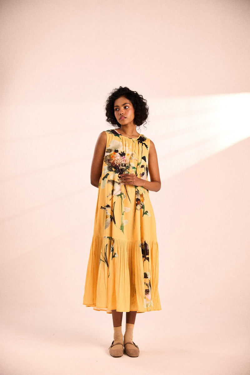 Sunlit dress by Khara Kapas in yellow for women Worldwide
