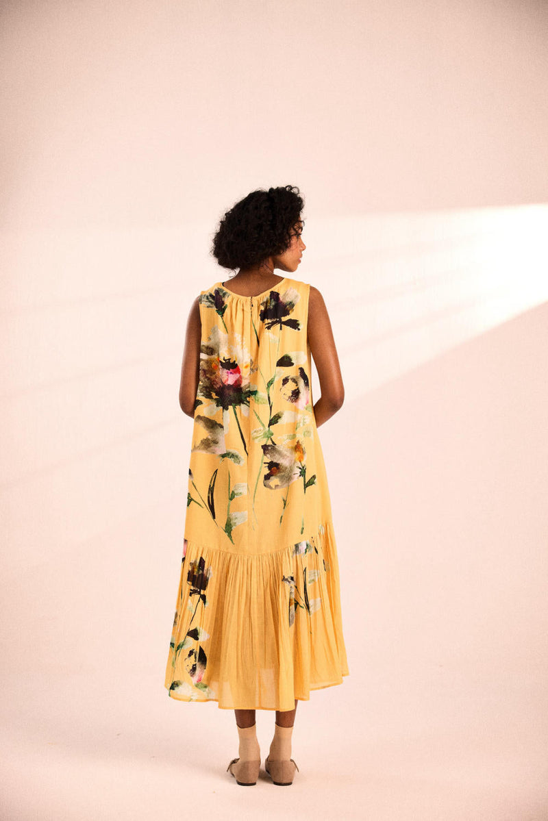 Sunlit dress by Khara Kapas in yellow for women Worldwide