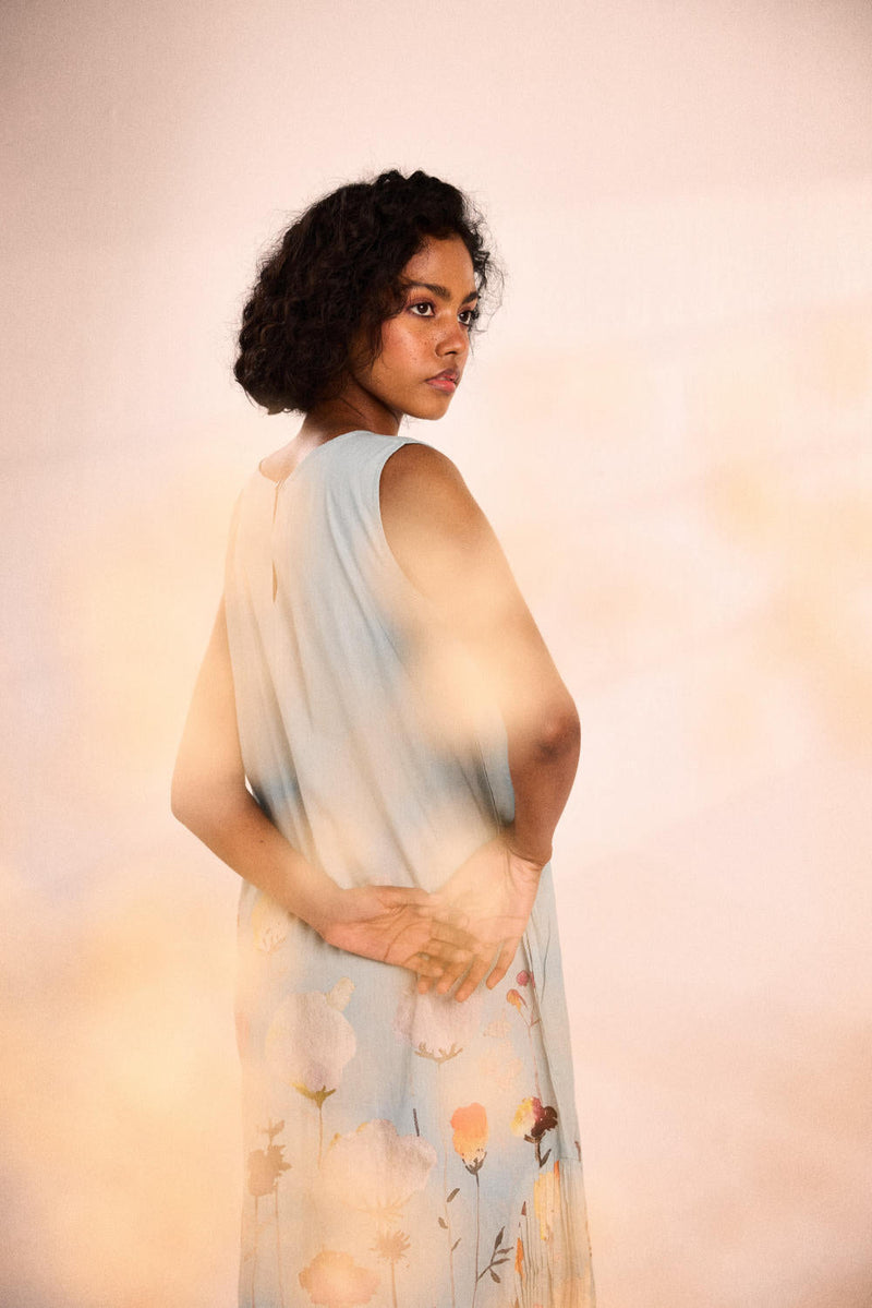 A touch of spring Dress by Khara Kapas in blue for women Worldwide