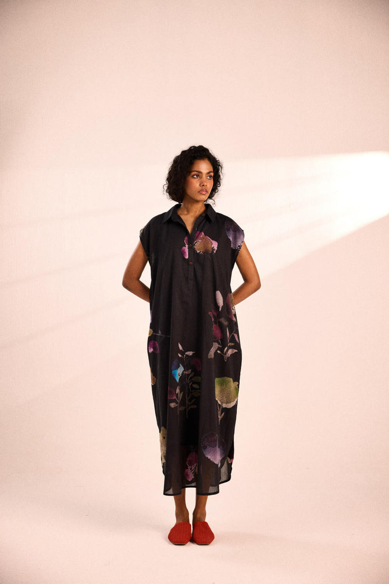 Bramble blooms Dress by Khara Kapas in black for women Worldwide