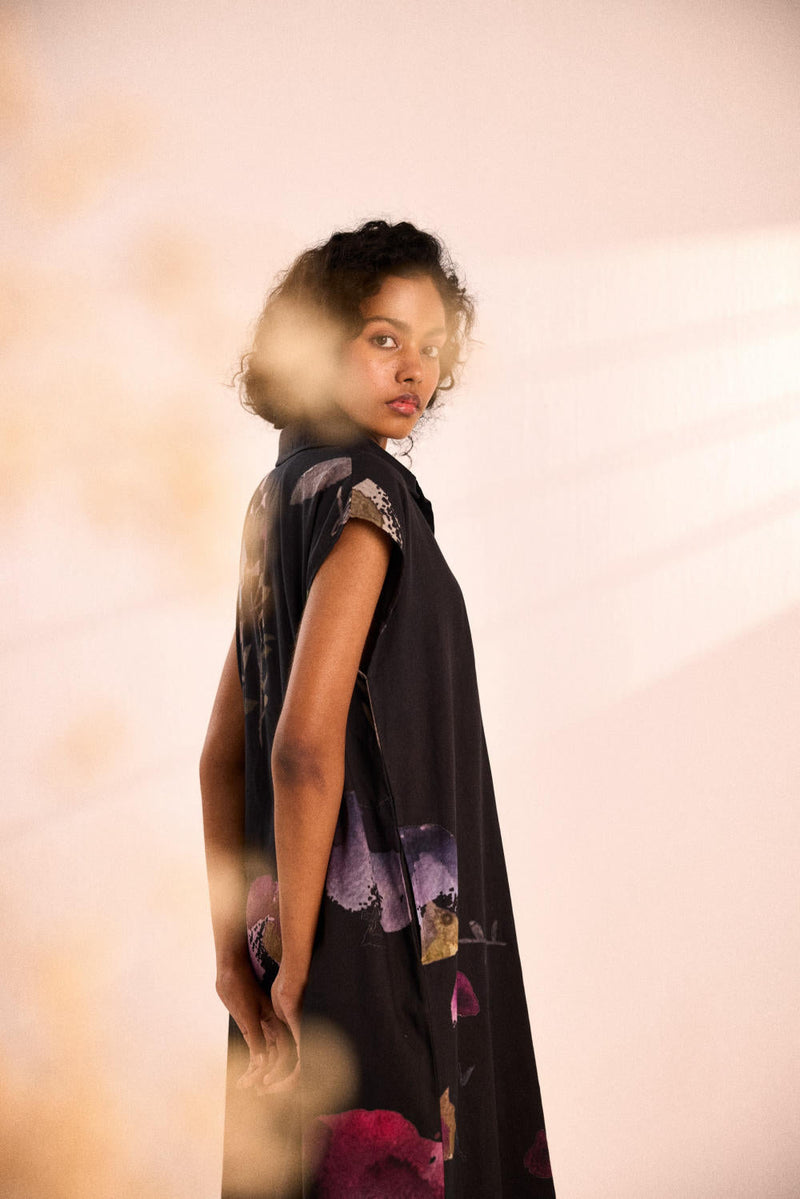 Bramble blooms Dress by Khara Kapas in black for women Worldwide
