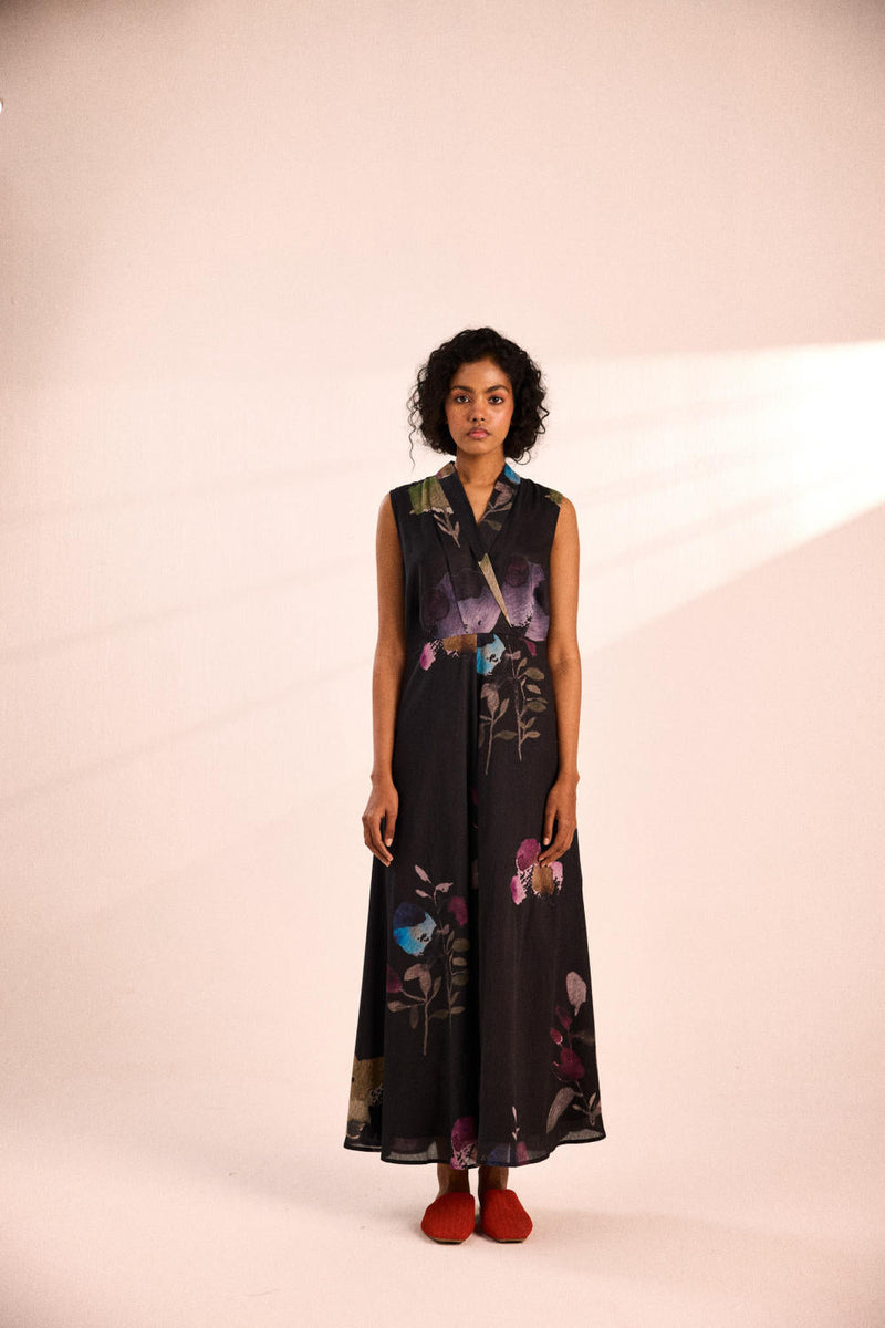 Noir garden Dress by Khara Kapas in black for women Worldwide