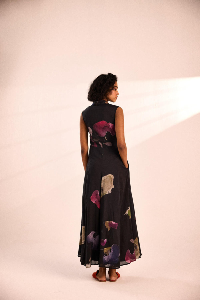 Noir garden Dress by Khara Kapas in black for women Worldwide