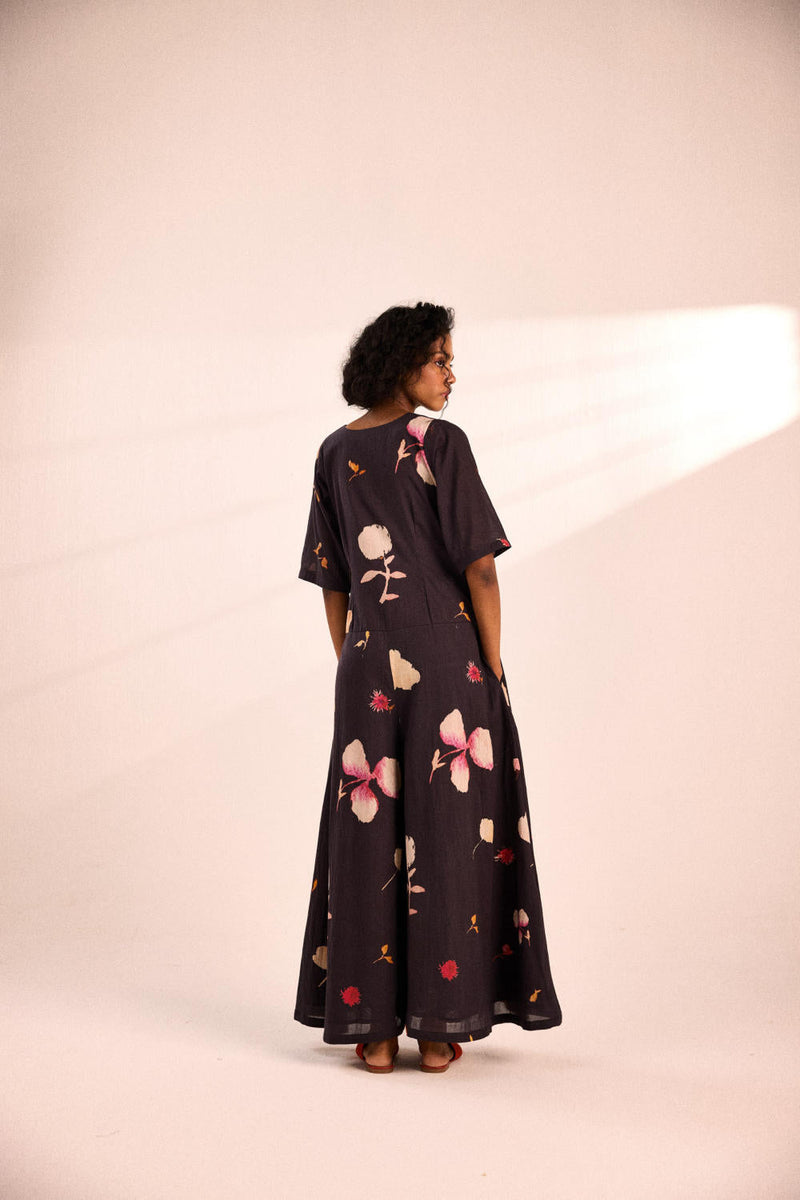 Charcoal gardens jumpsuit by Khara Kapas in charcoal for women Worldwide