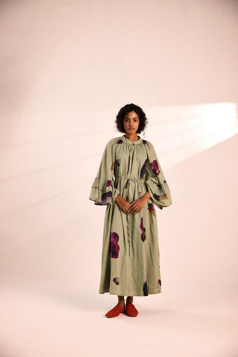Garden mirage Dress by Khara Kapas in green for women Worldwide
