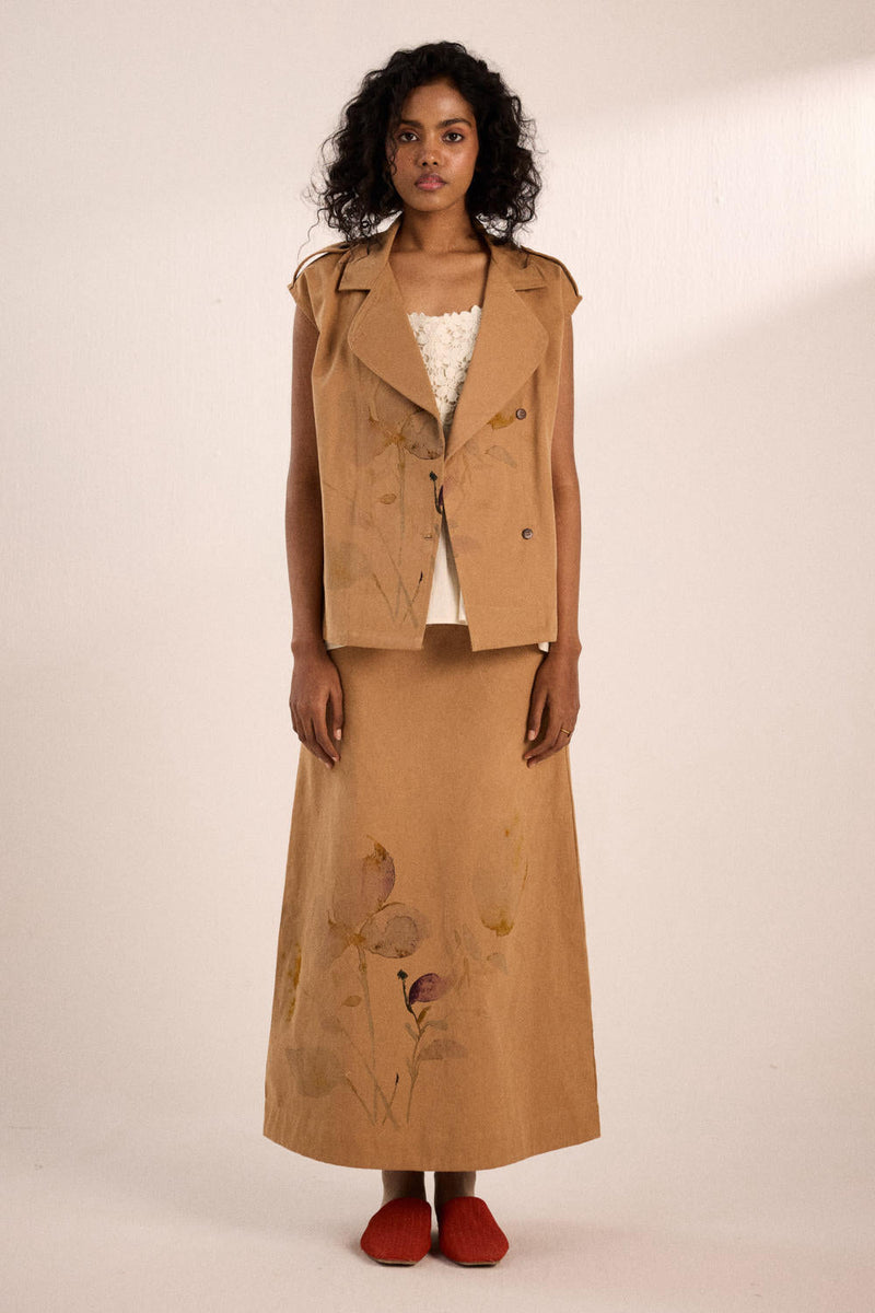 Prickled dreams co-ord set twill by Khara Kapas in brown for women Worldwide