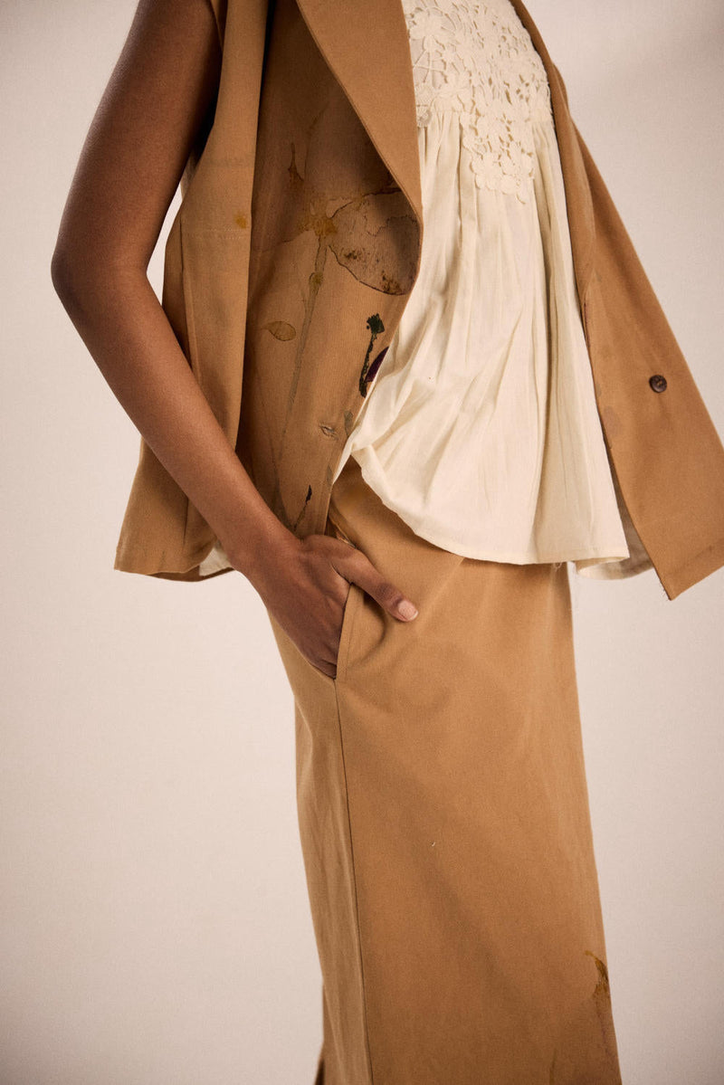 Prickled dreams co-ord set twill by Khara Kapas in brown for women Worldwide