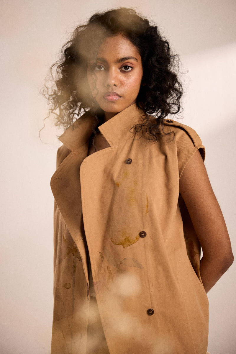 Prickled dreams co-ord set twill by Khara Kapas in brown for women Worldwide