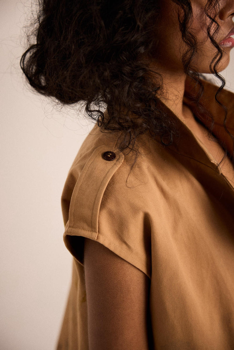 Prickled dreams co-ord set twill by Khara Kapas in brown for women Worldwide