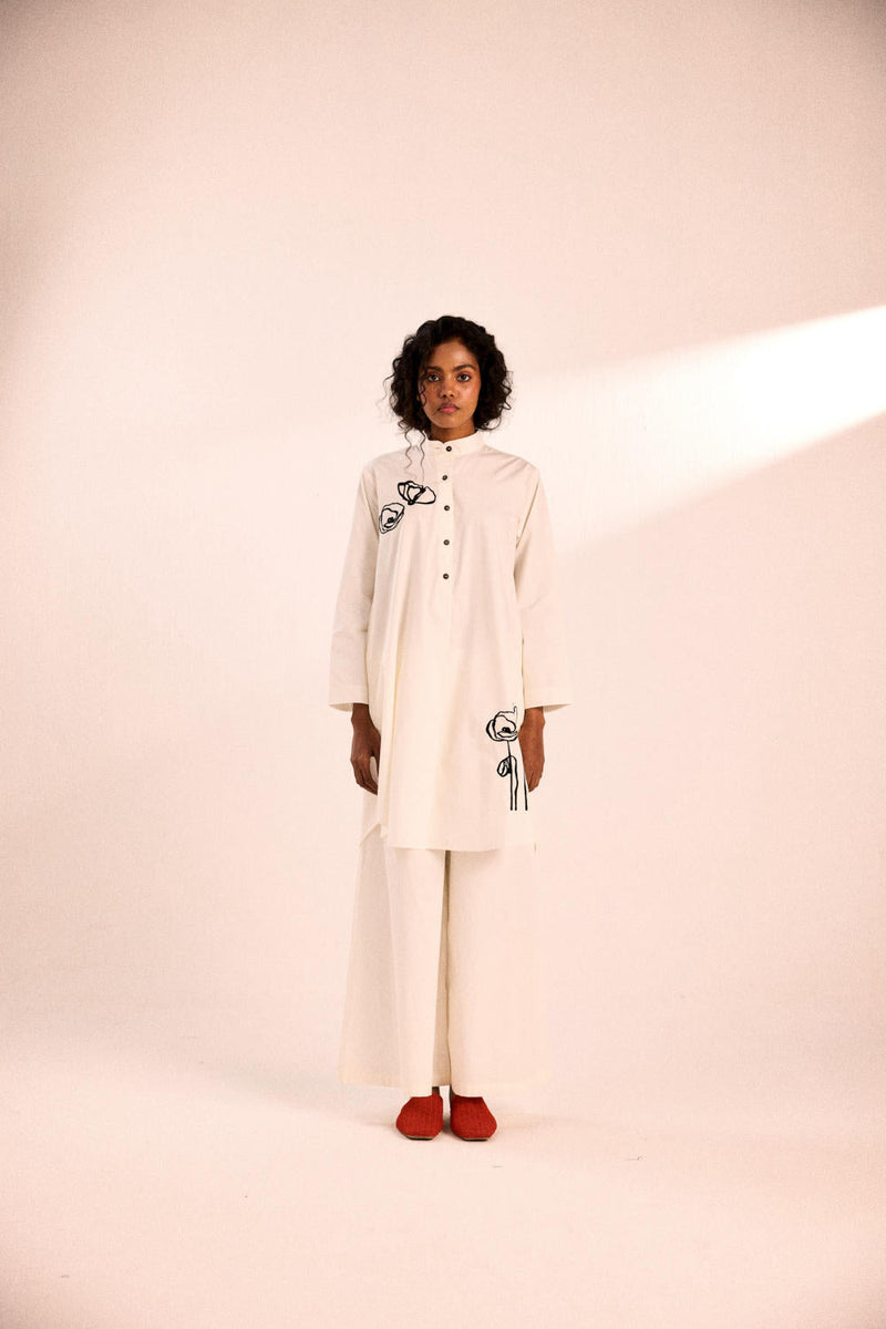 Lily dew co-ord set poplin by Khara Kapas in white for women Worldwide