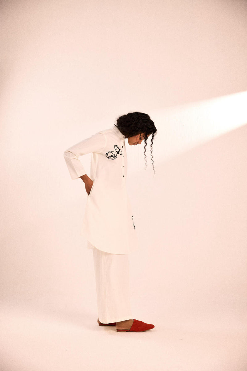 Lily dew co-ord set poplin by Khara Kapas in white for women Worldwide