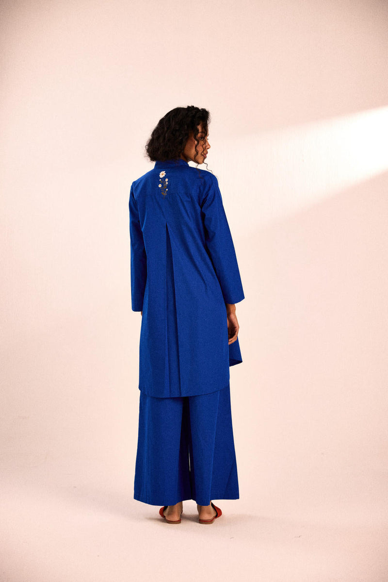 Lunar co-ord set poplin by Khara Kapas in blue for women Worldwide