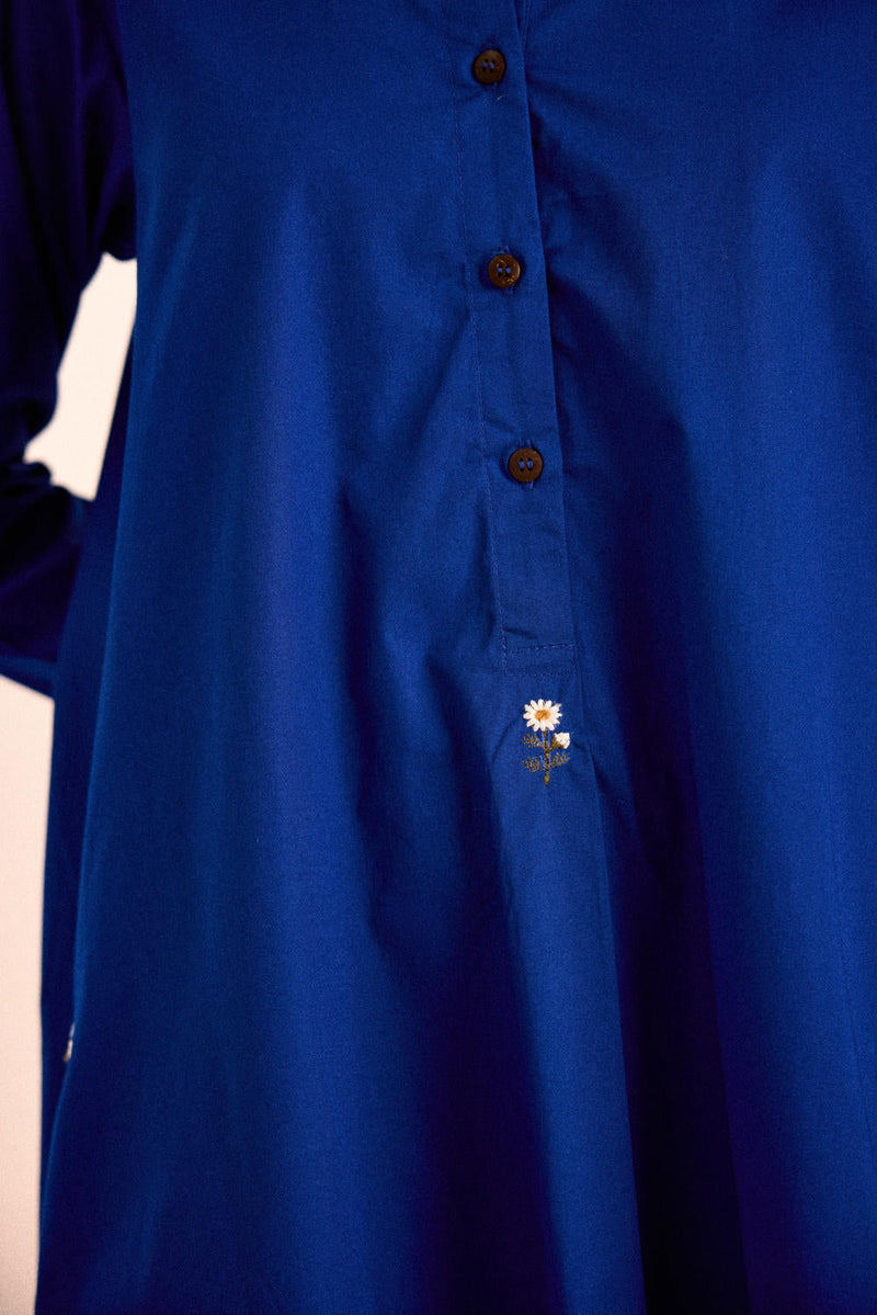Lunar co-ord set poplin by Khara Kapas in blue for women Worldwide